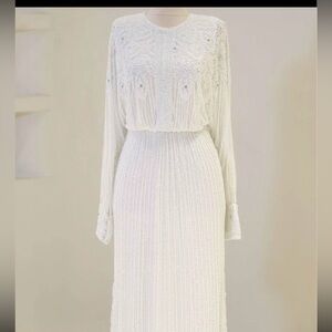 White modest long sleeve beaded gown from Turkey - Never worn - wedding dress